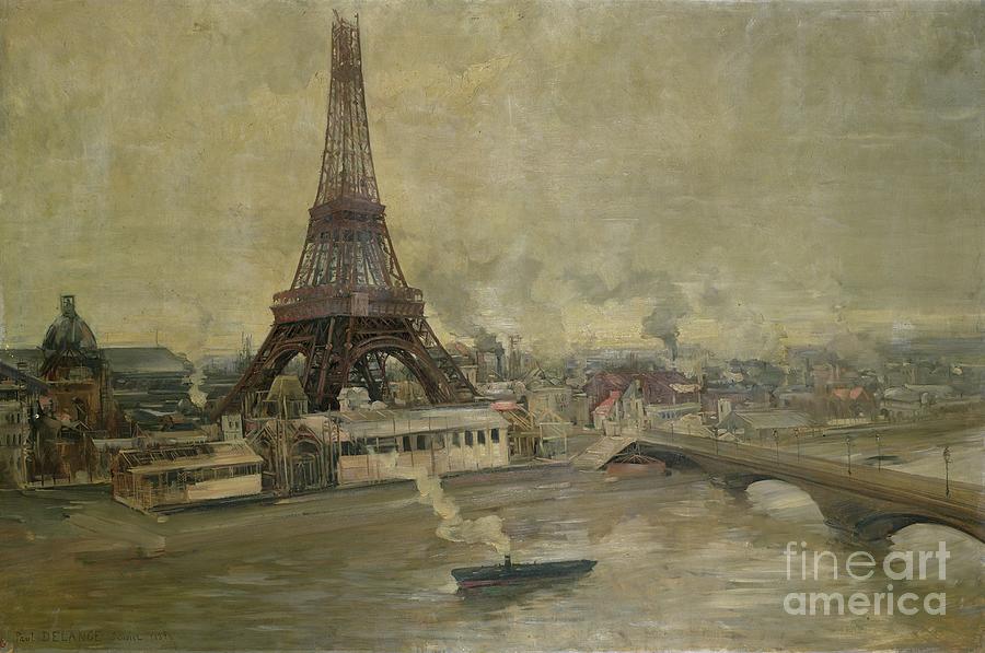 The Construction Of The Eiffel Tower, January 1889 Painting by Paul Louis Delance