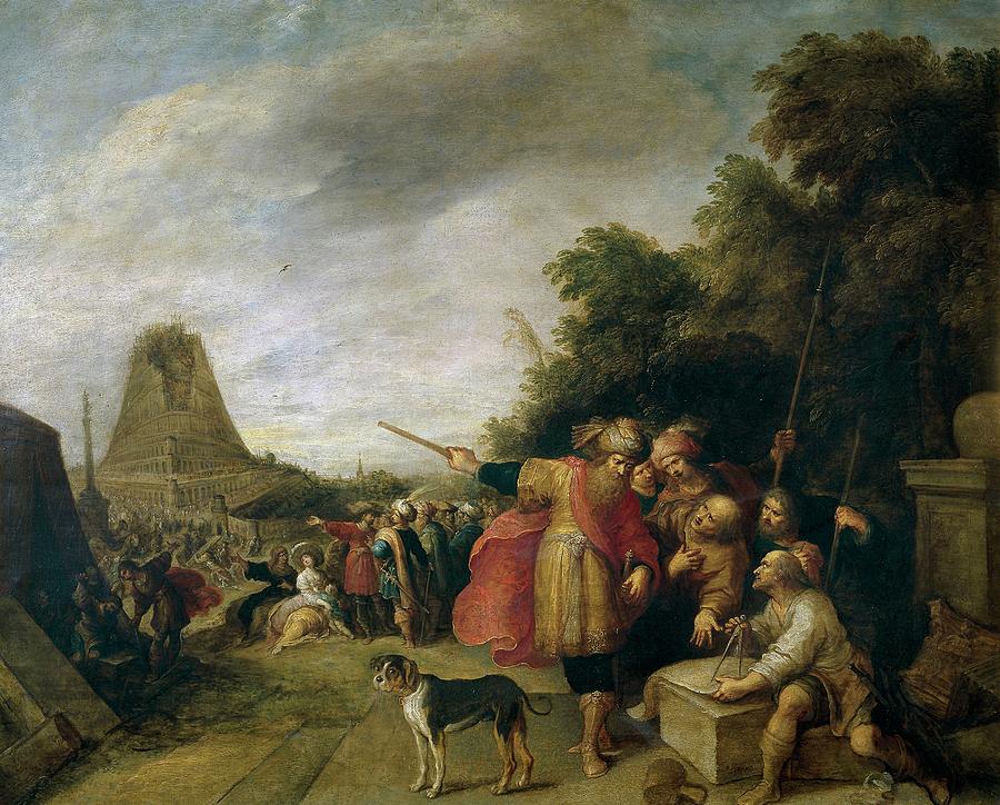 The Construction of the Tower of Babel, Flemish School, Oil on copper, 68 c... Painting by Frans Francken II the Younger -1581-1642-