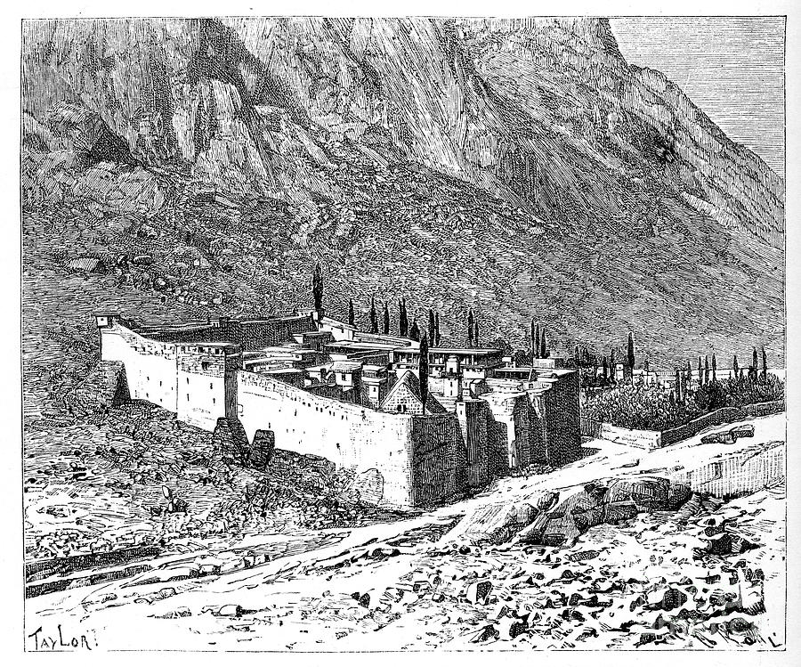 Black And White Drawing - The Convent Of St Catherine, Mount by Print Collector