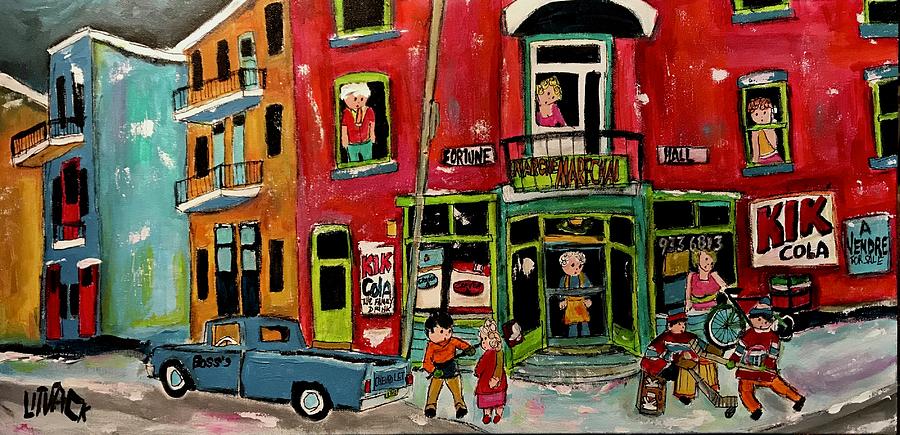 The Corner Hangout in the 1970s in the Pointe Painting by Michael Litvack