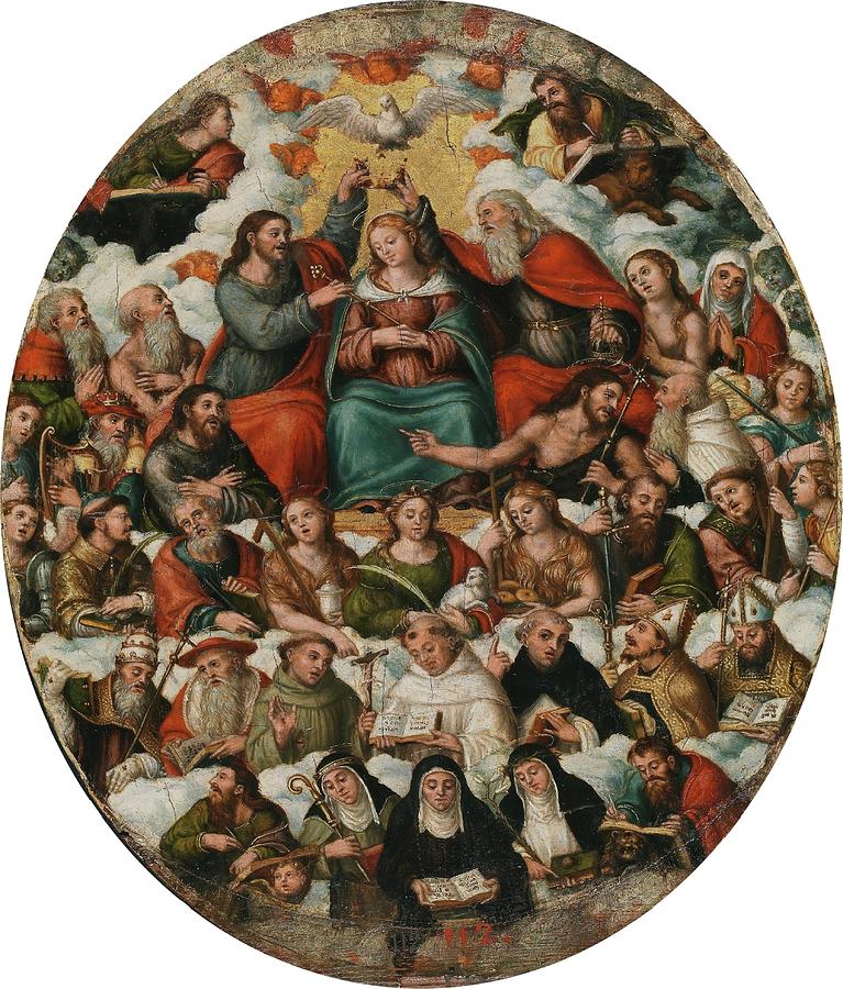 The Coronation of the Virgin. After 1521. Oil on panel. Vicente Masip . JESUS. Painting by Vicente Macip -1475-1545-