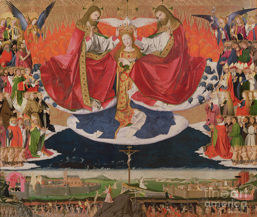 The Coronation Of The Virgin, Completed 1454 Painting by Enguerrand Quarton