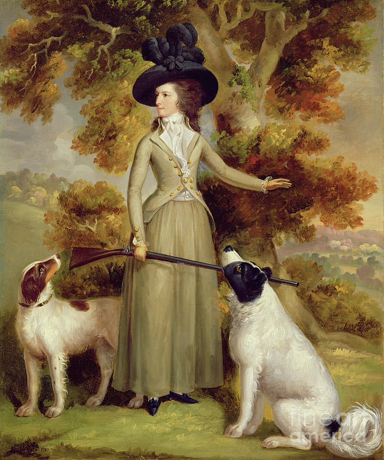 Tree Painting - The Countess Of Effingham With Gun And Shooting Dogs, 1787 by George Haugh