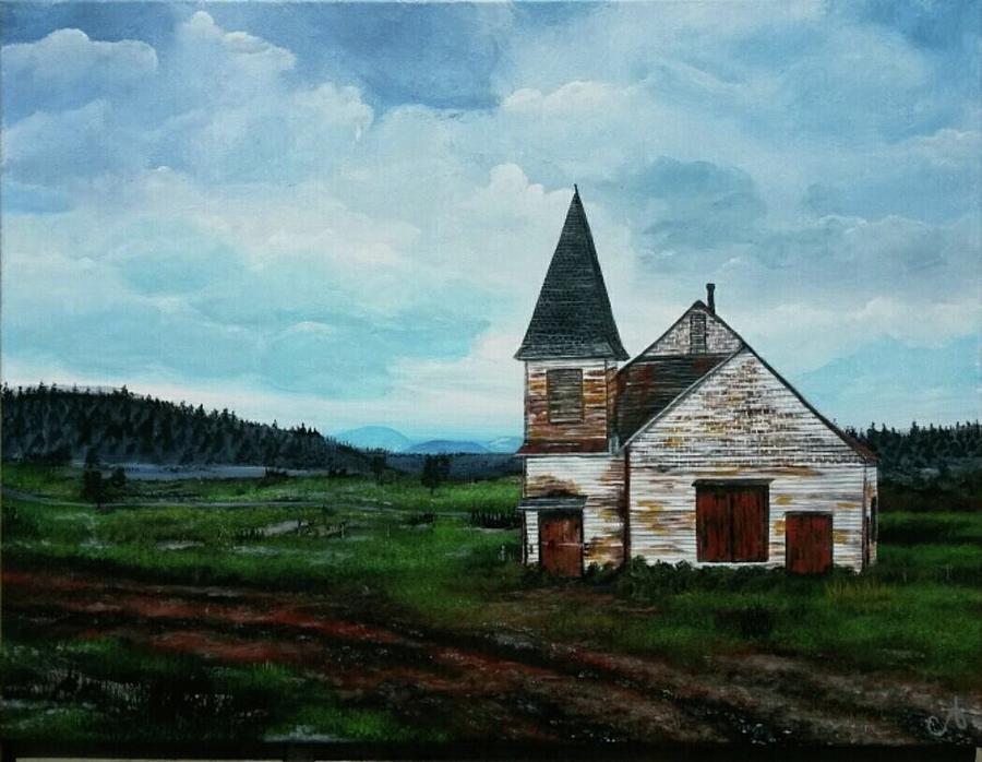 The Country Church Old Painting Painting By Cindy Coggins Scott - Fine ...