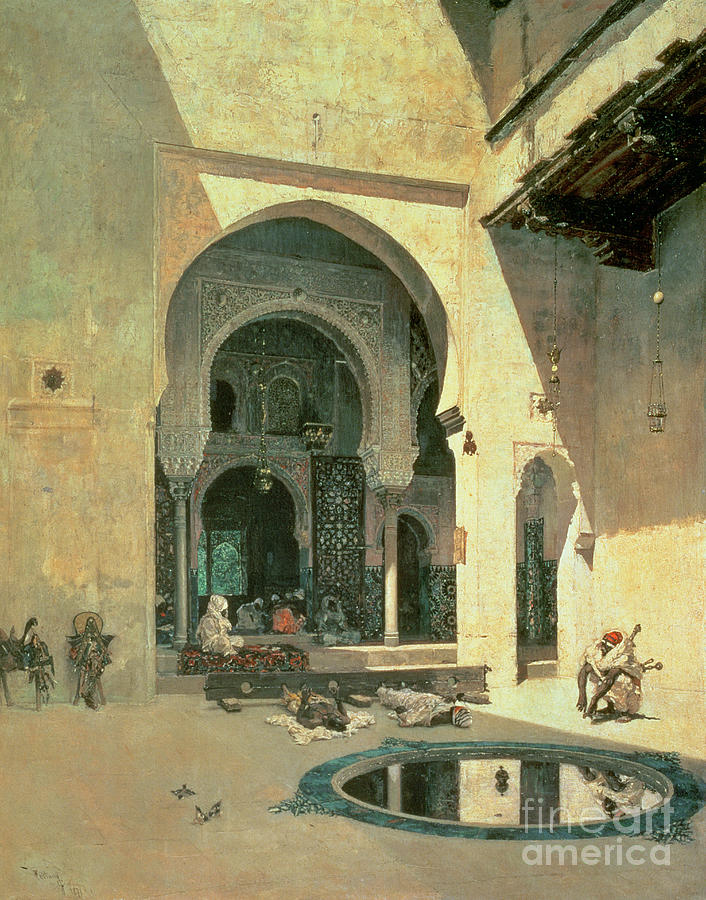 The Court Of The Alhambra, 1871 Painting by Mariano Jos Mara Bernardo Fortuny Y Carb Fortuny I Marsal