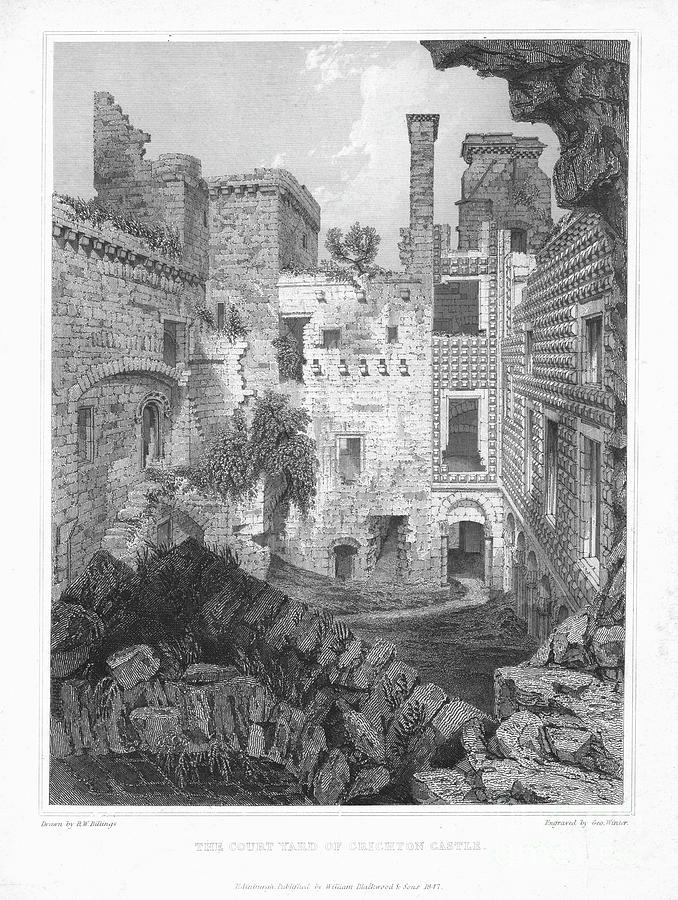 The Courtyard Of Crichton Castle Drawing by Print Collector
