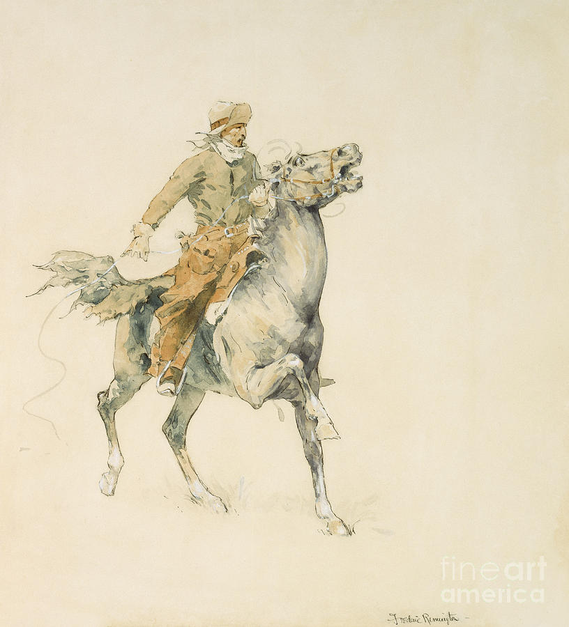 The Cowboy, circa 1897 Painting by Frederic Remington