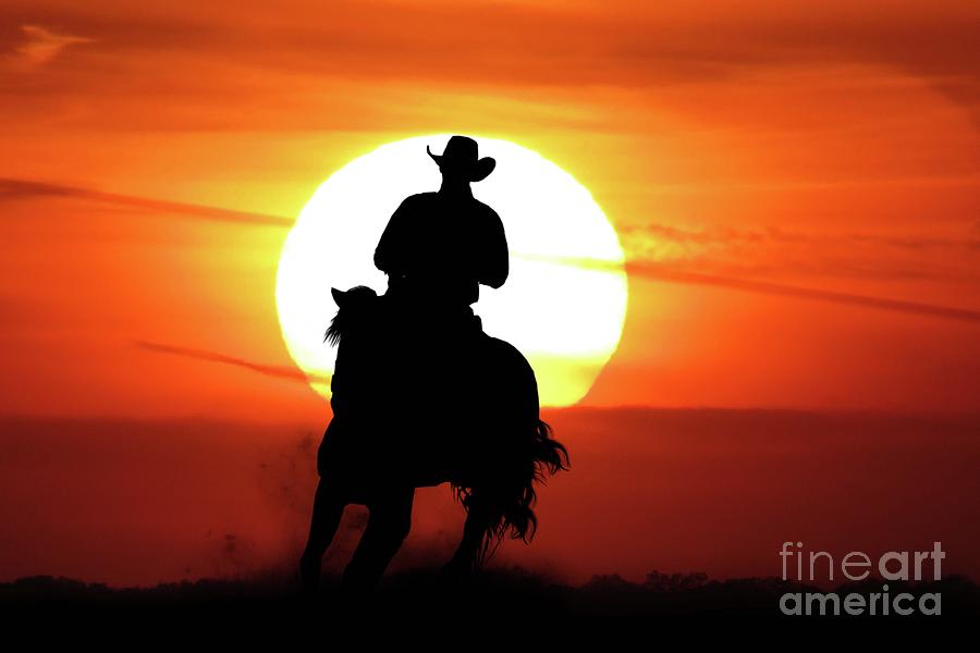 Sunset Photograph - The Cowboy by Melanie Kowasic