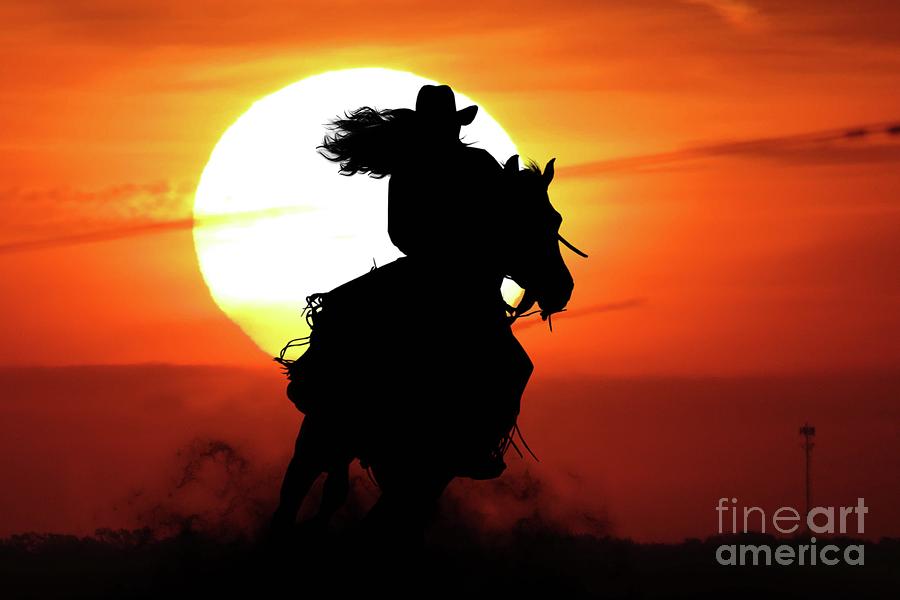 Sunset Photograph - The Cowgirl by Melanie Kowasic