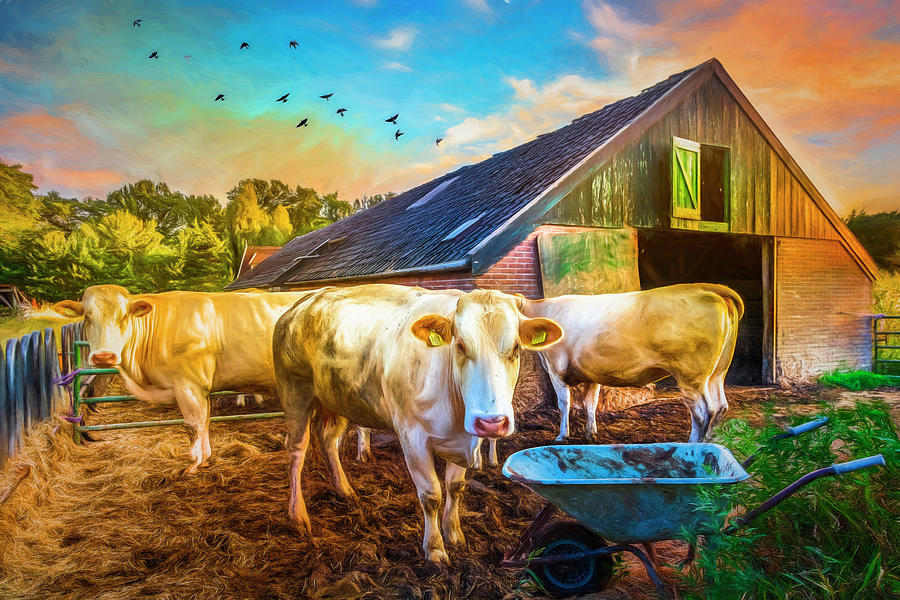 The Cows Came Home Painting Photograph by Debra and Dave Vanderlaan