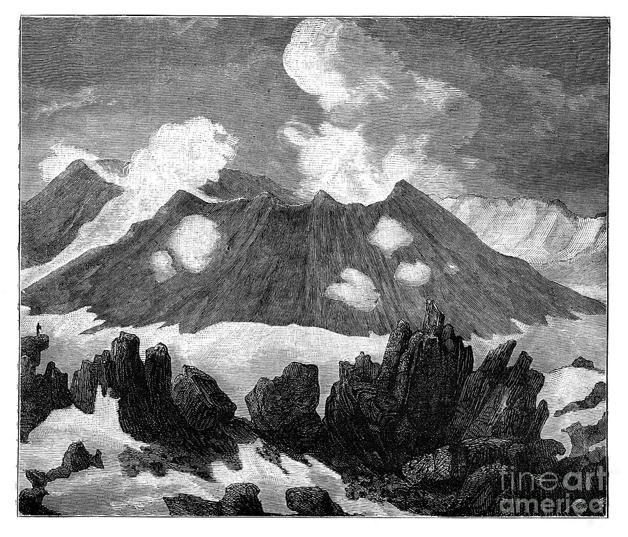 The Crater Of The Volcano Hekla Drawing by Print Collector