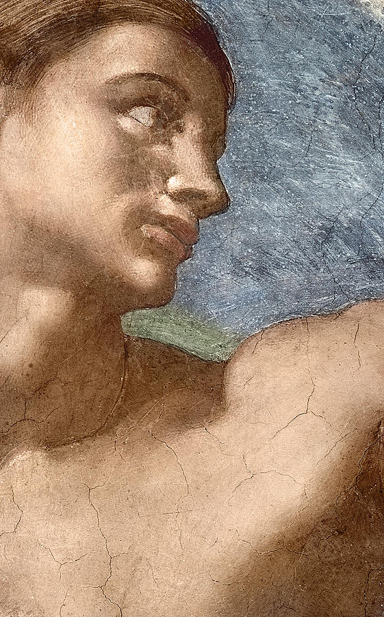 The Creation Of Adam, Detail Of Adams Head, 1508-12 Painting by Michelangelo Buonarroti
