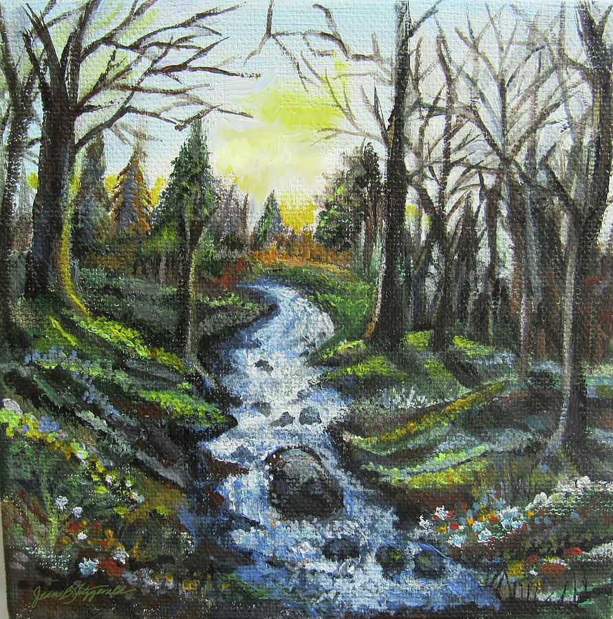 The Creek at Twilight Painting by Jean Batzell Fitzgerald