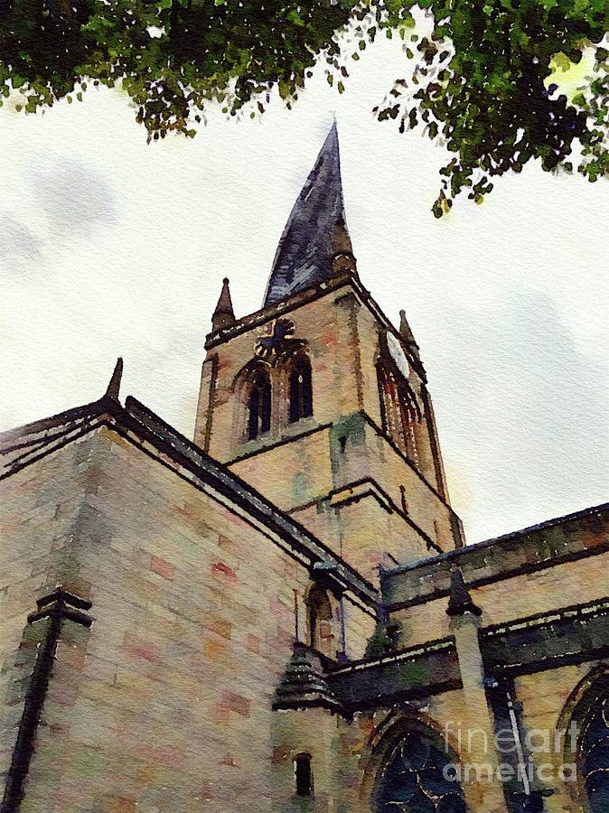 The Crooked Spire, Chesterfield, Derbyshire, England Painting by Esoterica Art Agency