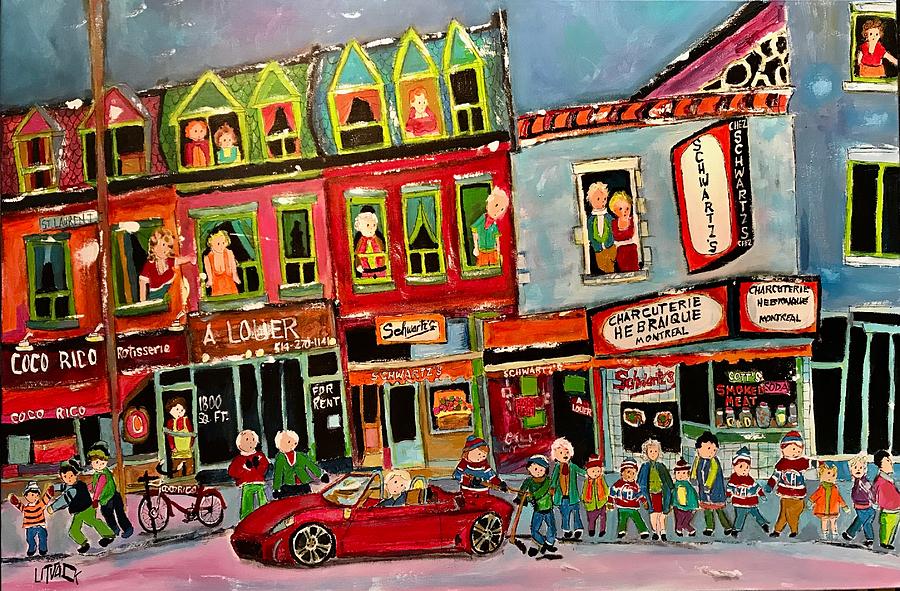 The Crowd at Schwartzs on the Main Painting by Michael Litvack