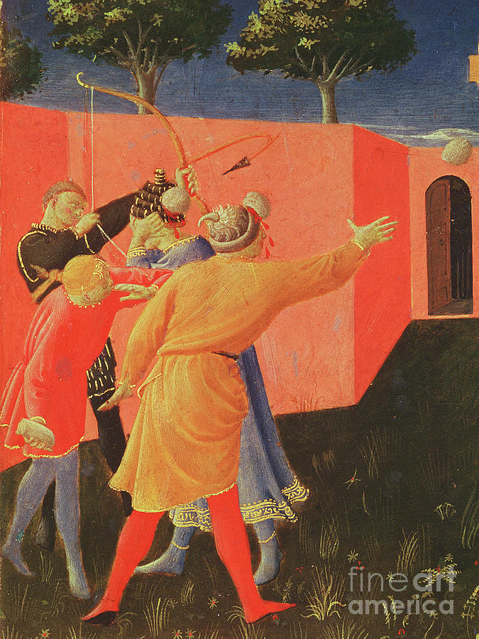 The Crucifixion And Stoning Of Ss. Cosmas And Damian, Detail Of Their Tormentors, Predella From The Annalena Altarpiece, 1434 Painting by Fra Angelico