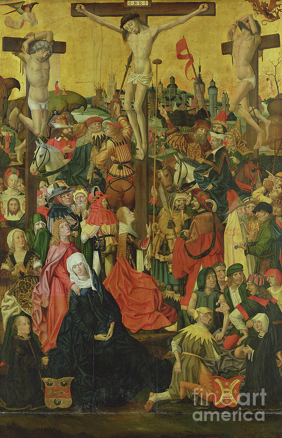 Architecture Painting - The Crucifixion, C.1500 by Master Of Hamburg