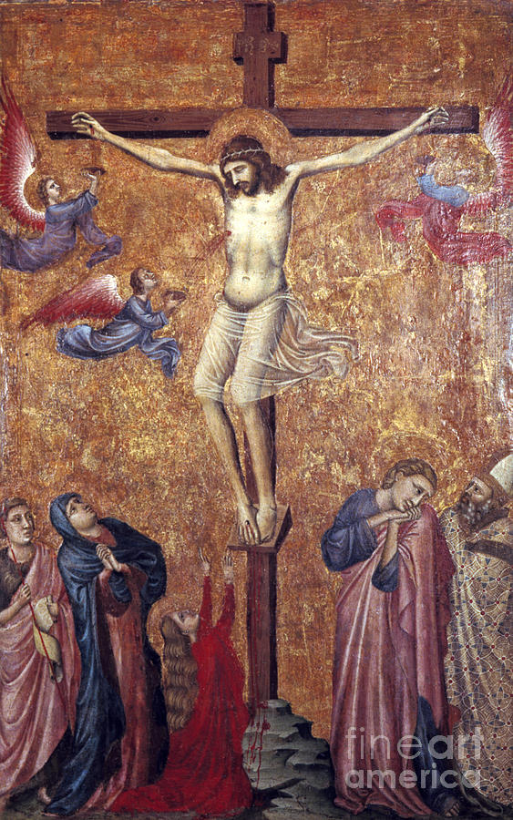 The Crucifixion, Part Of A Diptych Drawing by Print Collector