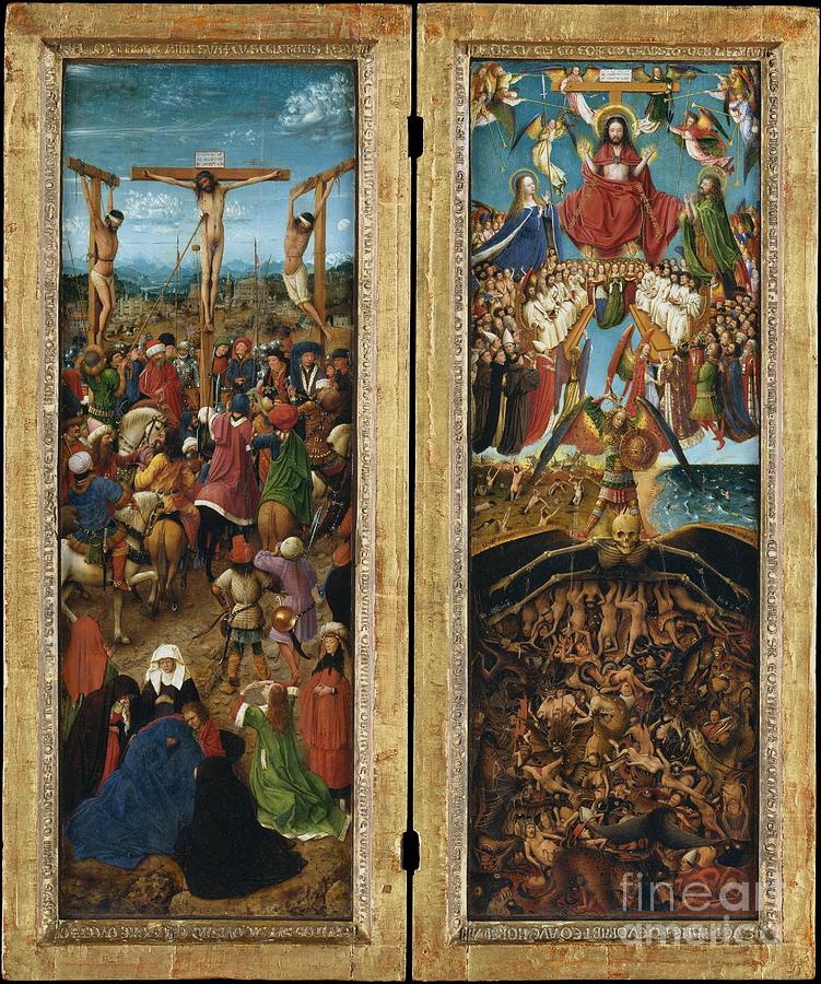 The Crucifixion; The Last Judgment, C.1440-41 Painting by Jan Van Eyck