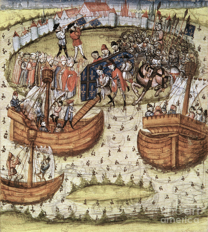 The Crusaders Loading The Coffin Of St Louis On Board At Tunis In 1270 Painting by French School