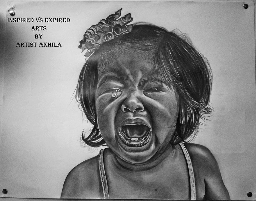 The Crying Cutie Drawing By Akhila Ariyawanse Fine Art America