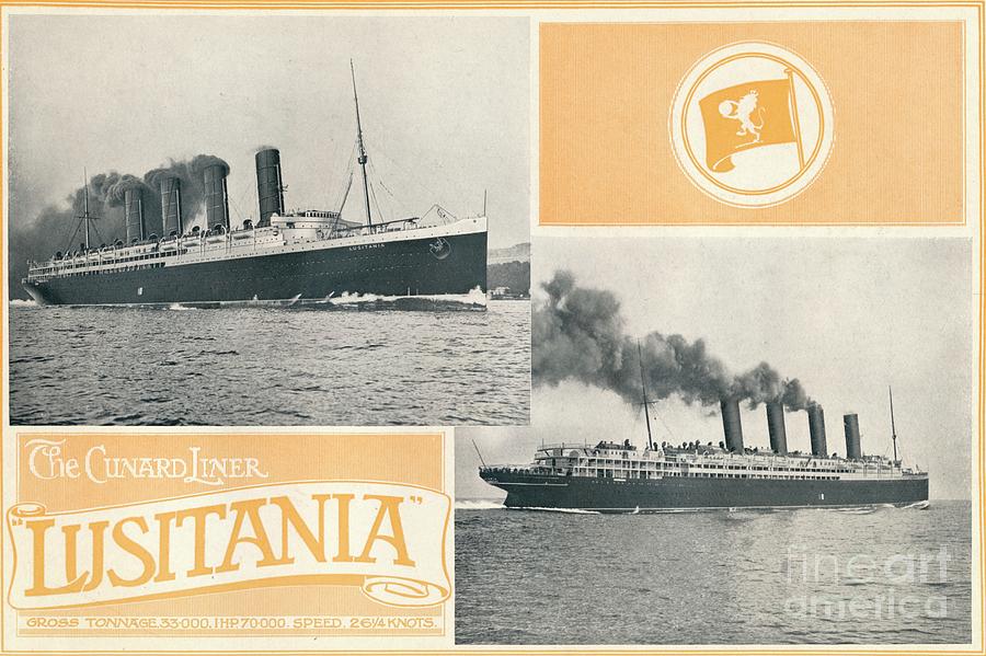 The Cunard Liner Lusitania Drawing by Print Collector