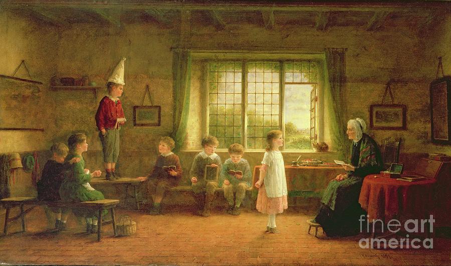 Book Painting - The Dames School, 1899 by Frederick Daniel Hardy by Frederick Daniel Hardy