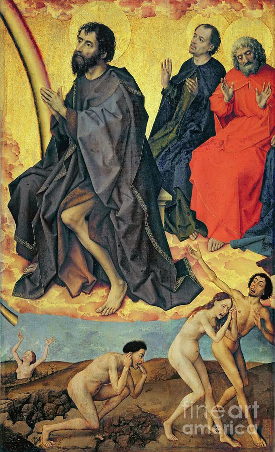 The Damned On Their Way To Hell And The Heavenly Realm Of Saints, From The Last Judgement, C.1445-50 Painting by Rogier Van Der Weyden