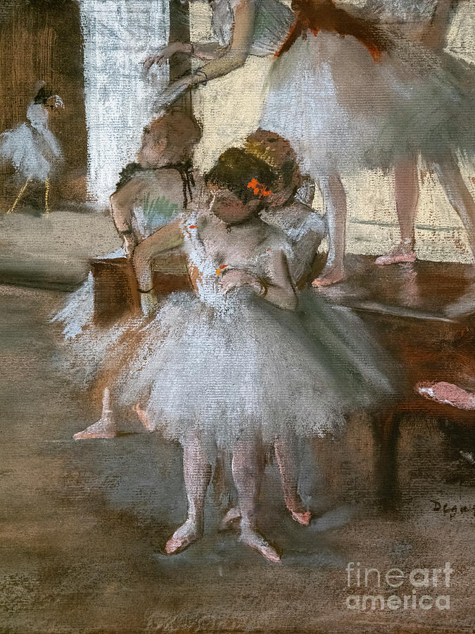 The Dance Lesson Detail Around 1876 Pastel Painting by Edgar Degas