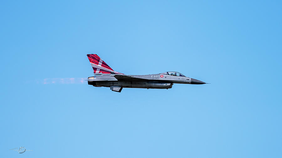 The Danish F-16 Fighting Falcon in high speed action in profile  Photograph by Torbjorn Swenelius