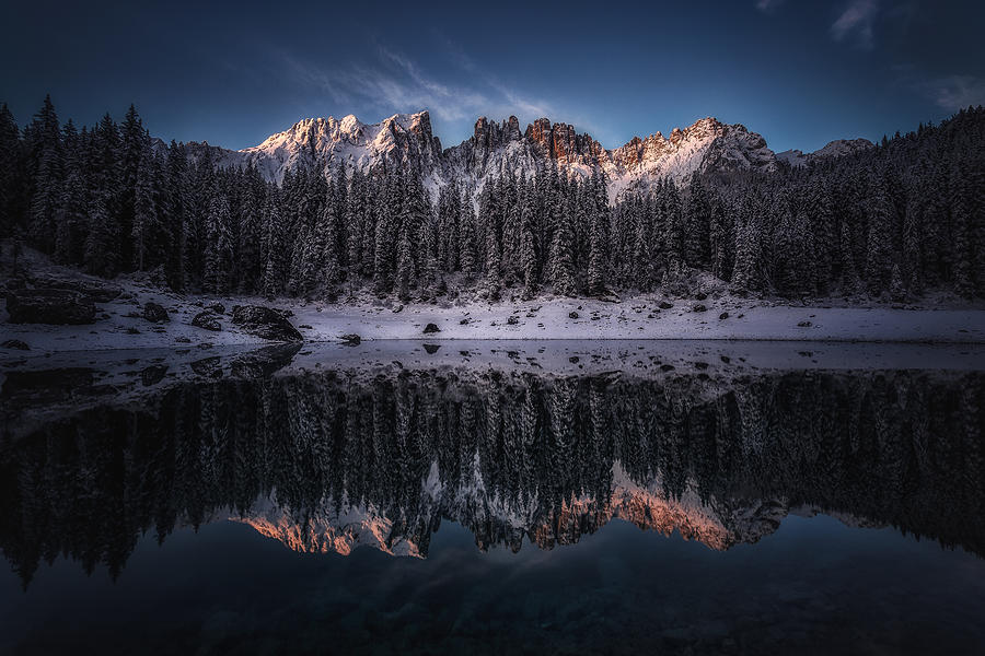 Mountain Photograph - The Dark Lake by Clara Gamito