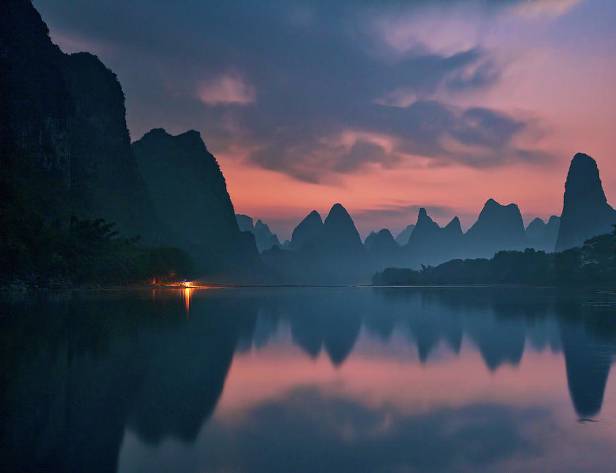 Mountain Photograph - The Dawn Of Li River by Yan Zhang