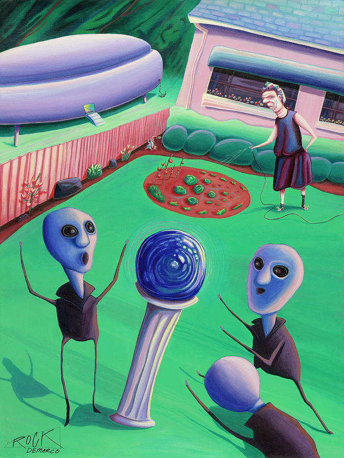 Alien Painting - The Day Grandma Ruled The Universe by Rock Demarco