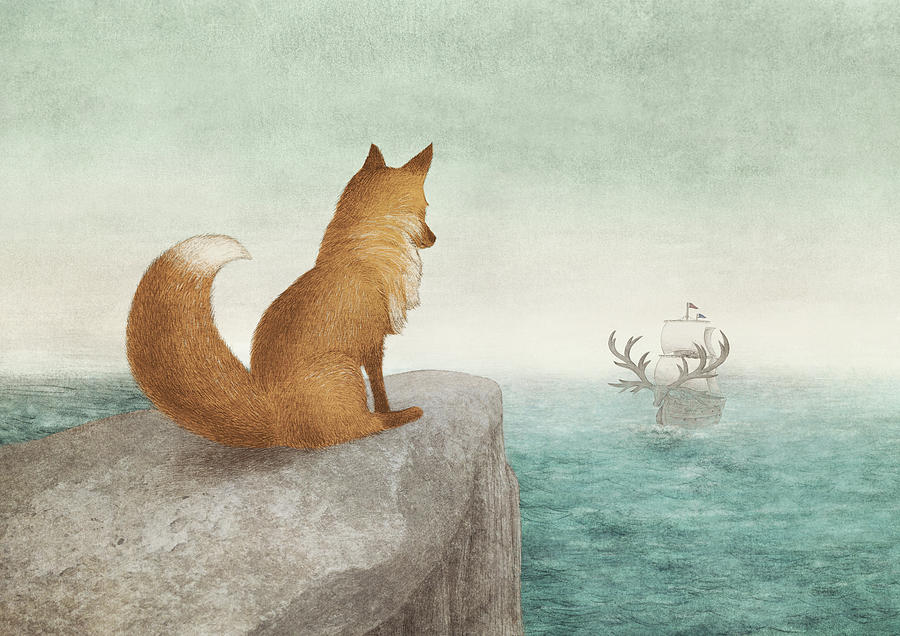 Animal Drawing - The Day the Antlered Ship Arrived by Eric Fan