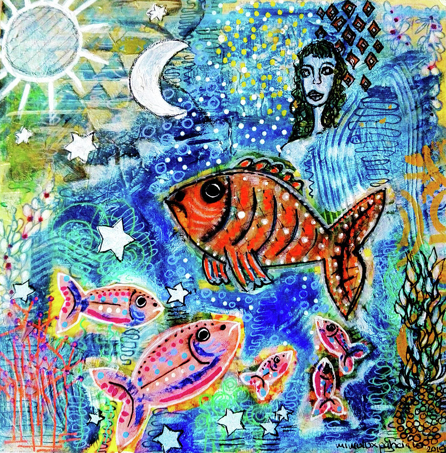 The Day the Stars fell into the Ocean Mixed Media by Mimulux Patricia No