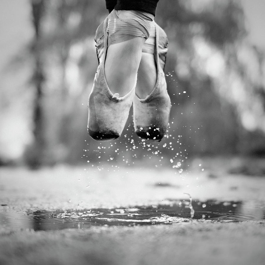 Black And White Photograph - The Day We Went Jumping In Puddles by Howard Ashton-jones