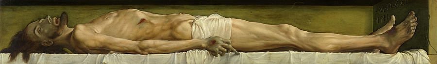 Jesus Christ Painting - The Dead Christ in the Tomb by Hans Holbein