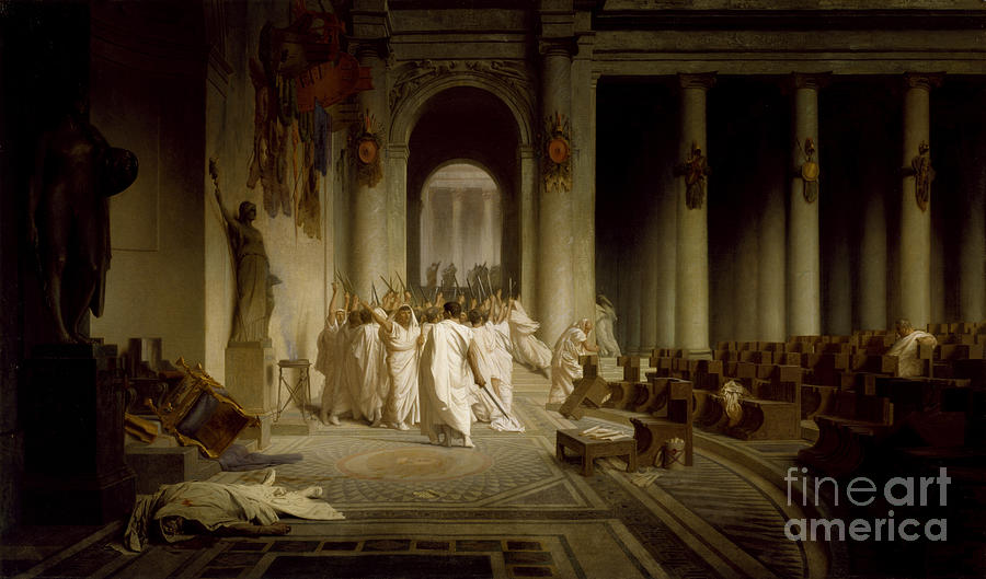 The Death Of Caesar. Artist Gerôme Drawing by Heritage Images