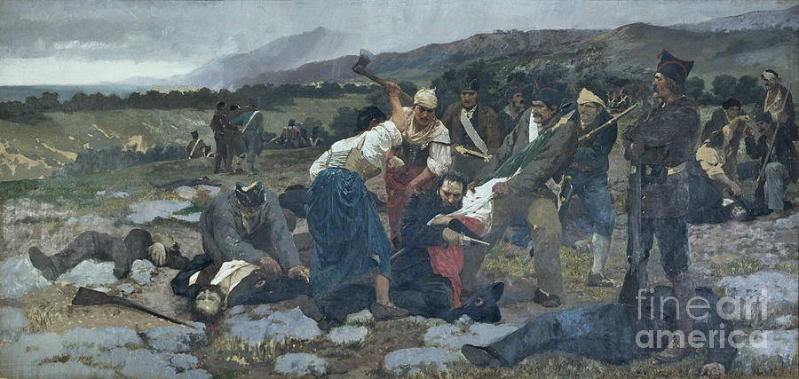 Flag Painting - The Death Of Carlo Pisacane by Giuseppe Sciuti