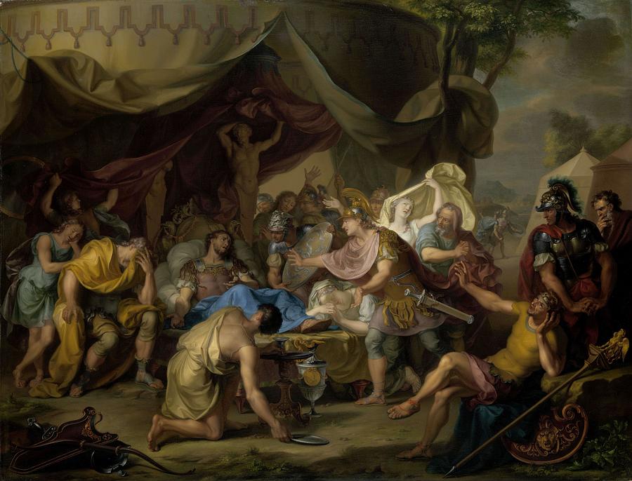 The Death of Epaminondas. Het sterfbed van Epaminondas. Painting by Isaac Walraven
