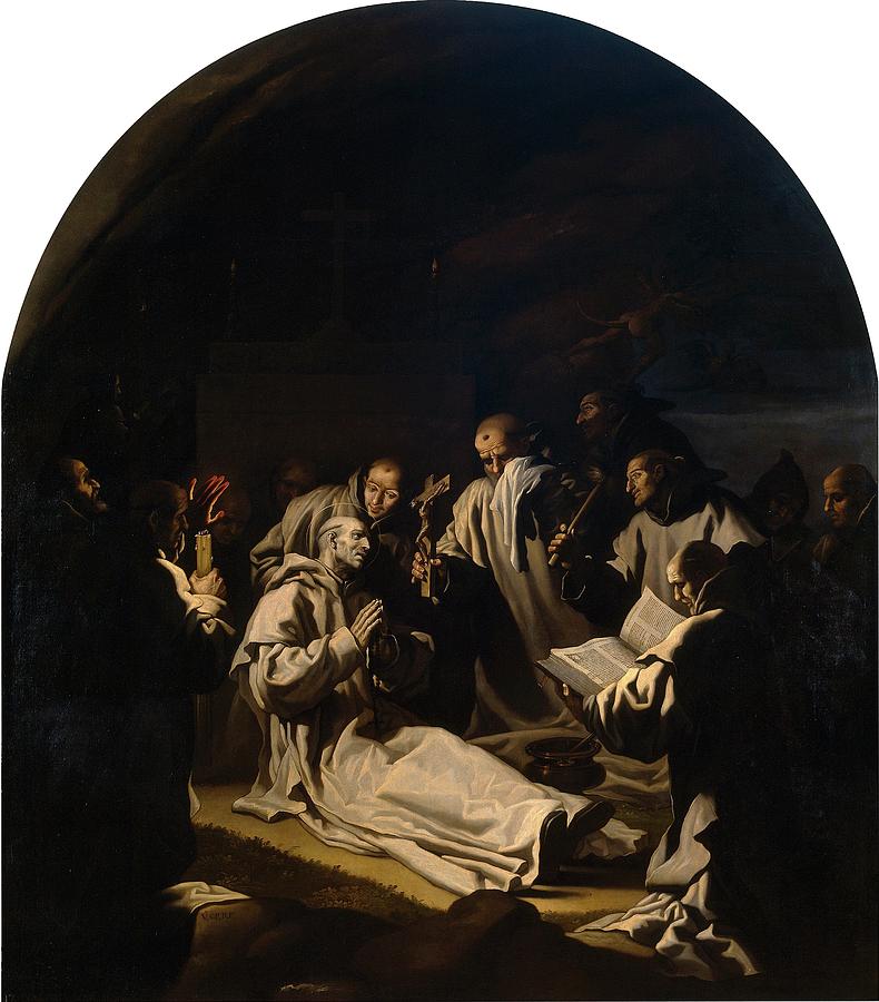 The Death of Saint Bruno, 1626-1628, Spanish School, Canvas, 337 cm x 298 cm... Painting by Vincenzo Carducci -c 1576-1638-