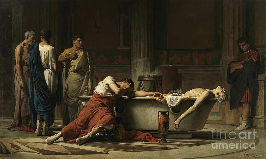 Vase Painting - The Death Of Seneca, 1871 by Manuel Dominguez Y Sanchez