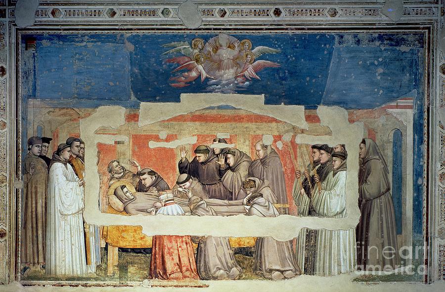 Giotto Di Bondone Painting - The Death Of St. Francis, From The Bardi Chapel by Giotto