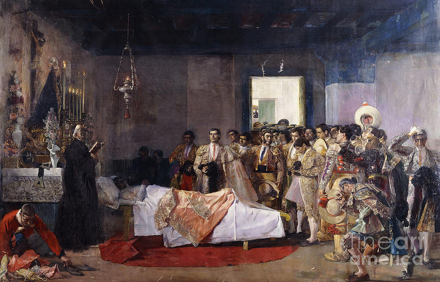 The Death Of The Bullfighter; La Muerte Del Torero Painting by Jose Villegas Y Cordero