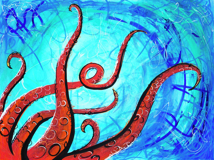 Octopus Painting - The Deep by Hanna Bruer