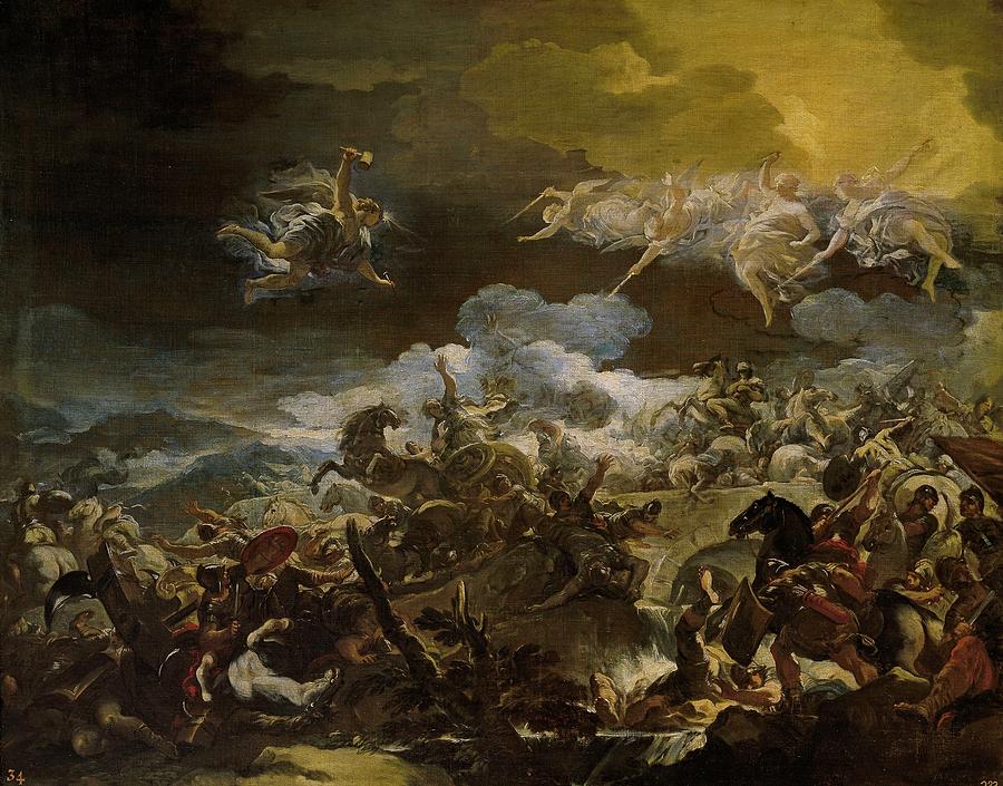 The Defeat of Sisera, 1690-1692, Italian School, Oil on canvas, 102 cm x 130 cm... Painting by Luca Giordano -1634-1705-
