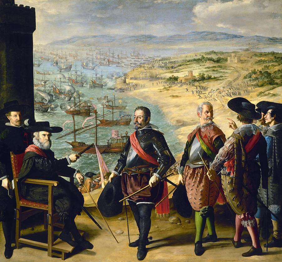 The Defense of Cadiz against the English, 1634, Oil on canvas, 302 cm x 323 cm, P00656. Painting by Francisco de Zurbaran -c 1598-1664-