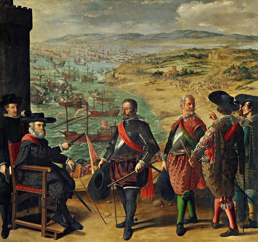 The Defense of Cadiz against the English, 1634, Spanish School, Oil on ... Painting by Francisco de Zurbaran -c 1598-1664-