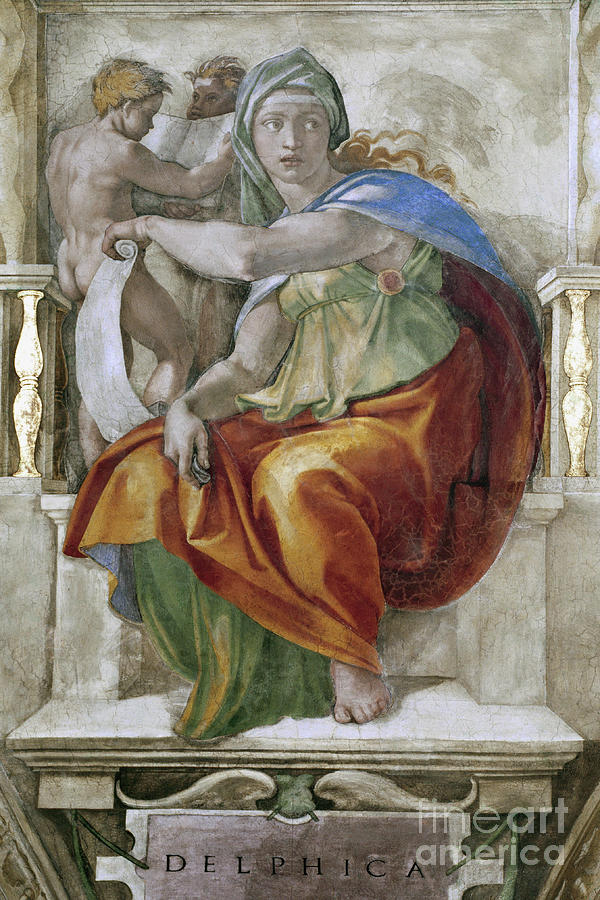 Michelangelo Painting - The Delphic Sibyl, Detail From The Sistine Chapel, 1509 by Michelangelo Buonarroti
