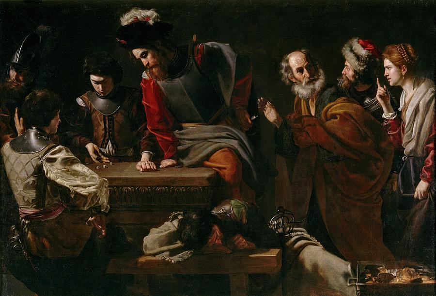 The Denial of Saint Peter, ca. 1625, French School, Oil on canvas, 172 cm x... Painting by Nicolas Tournier -1590-1639-